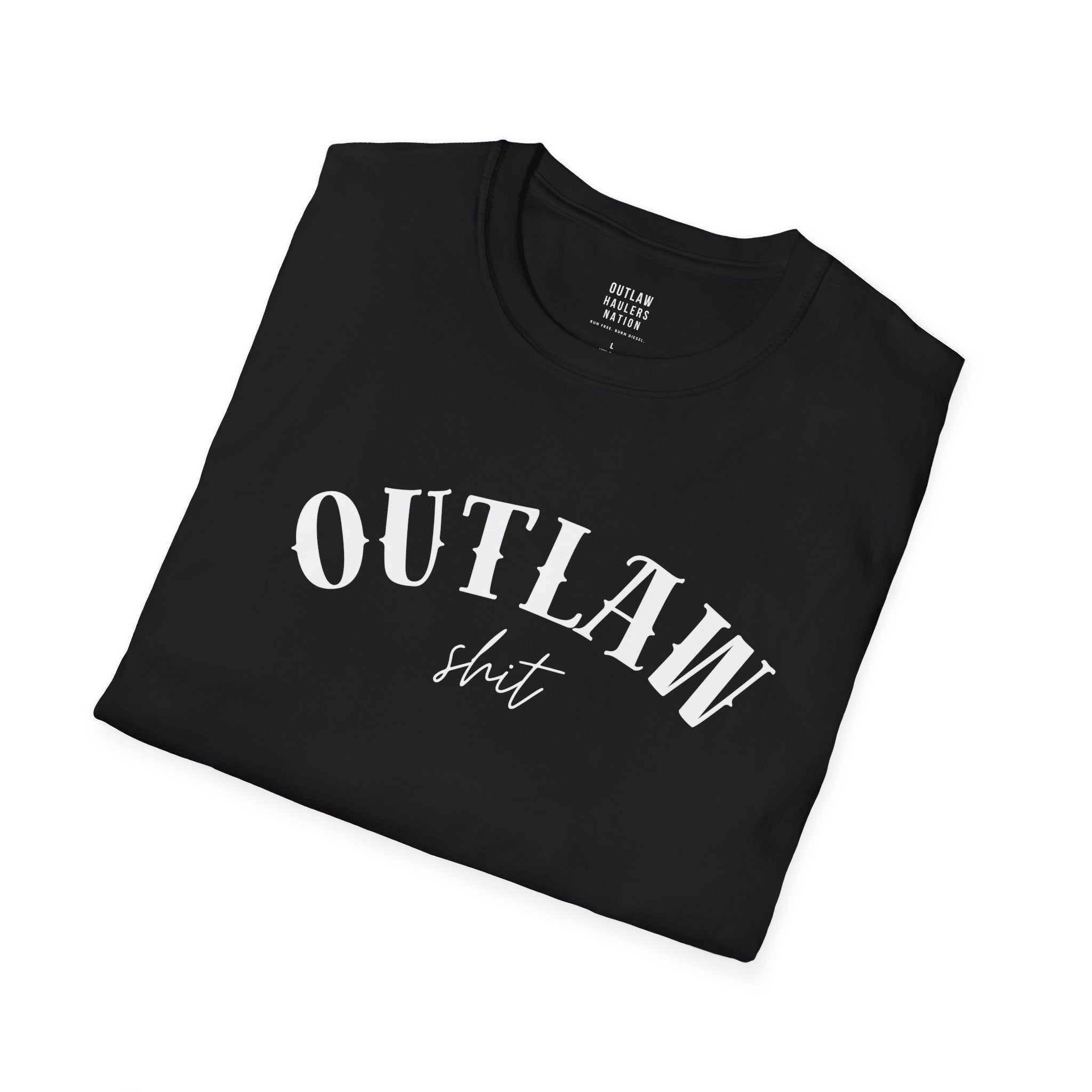Outlaw Script logo T-Shirt | Western cowboy typography, edgy graphic tee