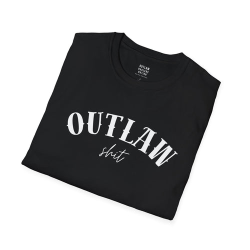 Outlaw Script logo T-Shirt | Western cowboy typography, edgy graphic tee